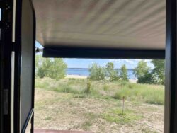 The view of Lake McConaughy, Nebraska for our camper.